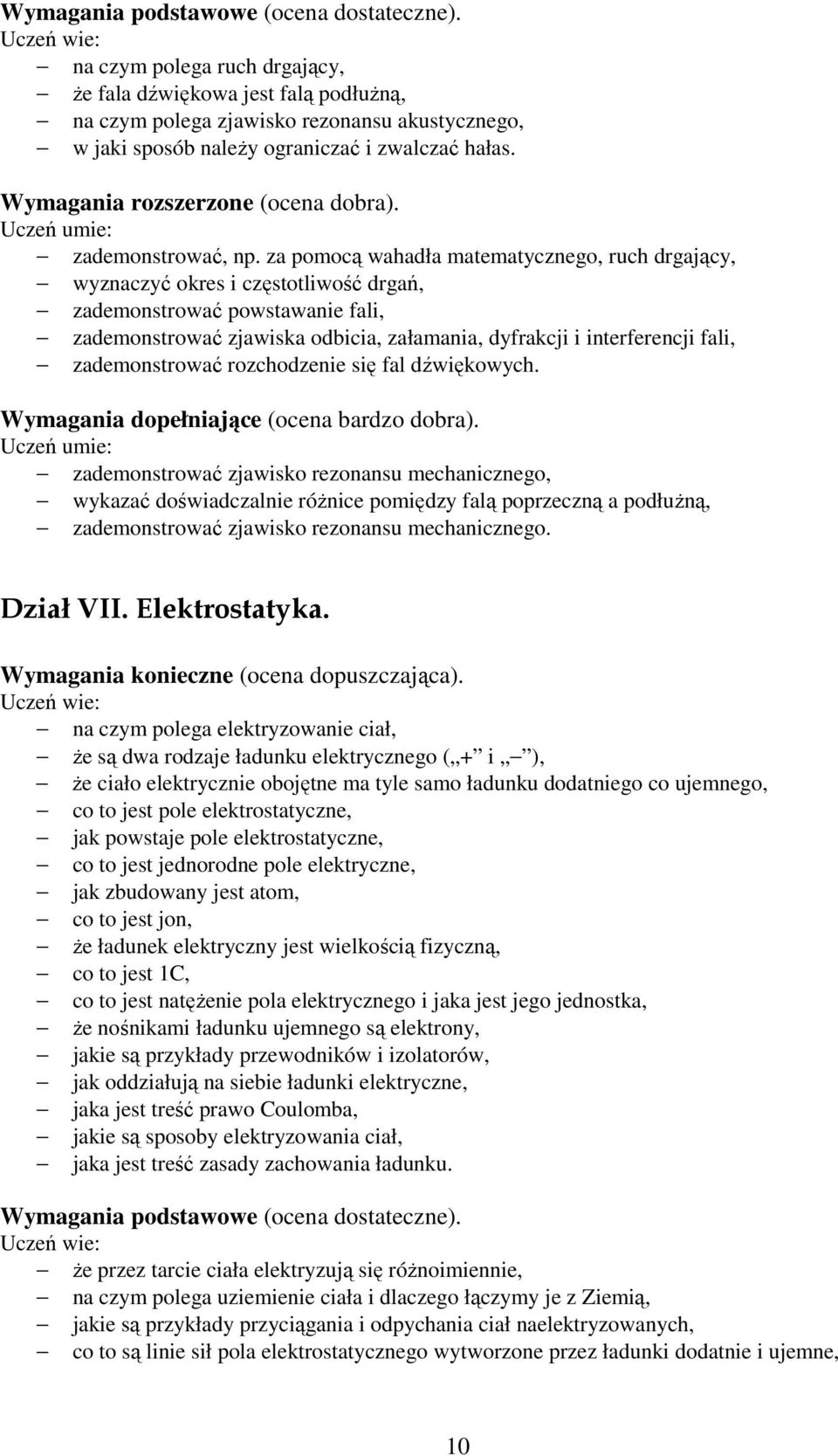 za pomocą wahadła matematycznego, ruch drgający, wyznaczyć okres i częstotliwość drgań, zademonstrować powstawanie fali, zademonstrować zjawiska odbicia, załamania, dyfrakcji i interferencji fali,