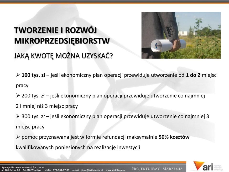 zł jeśli ekonomiczny plan operacji przewiduje utworzenie co najmniej 2 i mniej niż 3 miejsc pracy 300 tys.