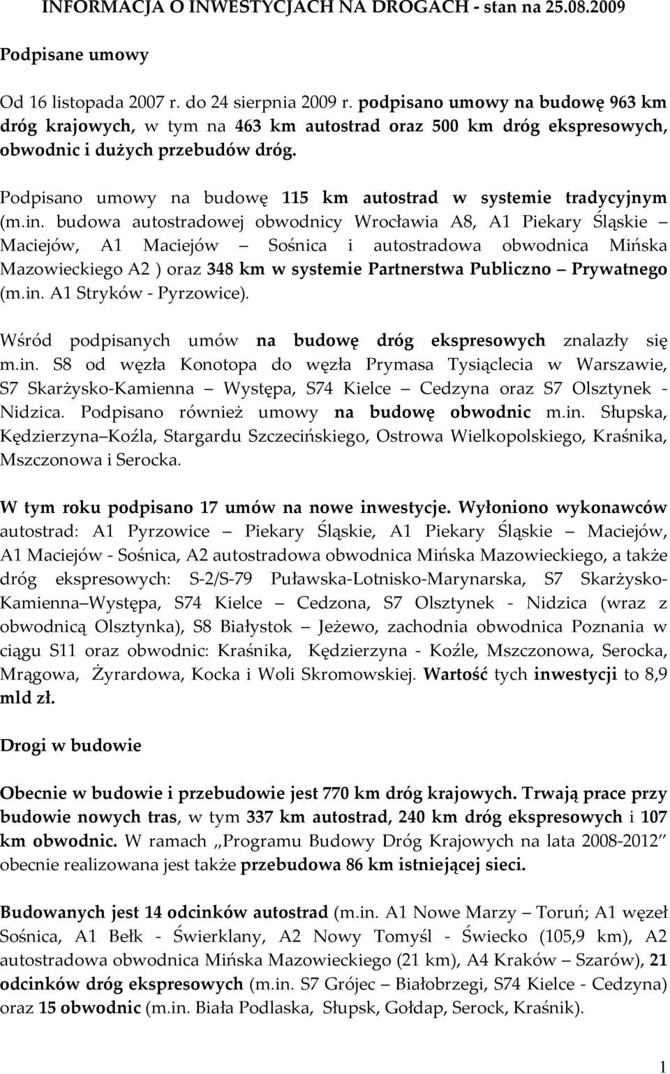 Podpisano umowy na budowę 115 km autostrad w systemie tradycyjnym (m.in.