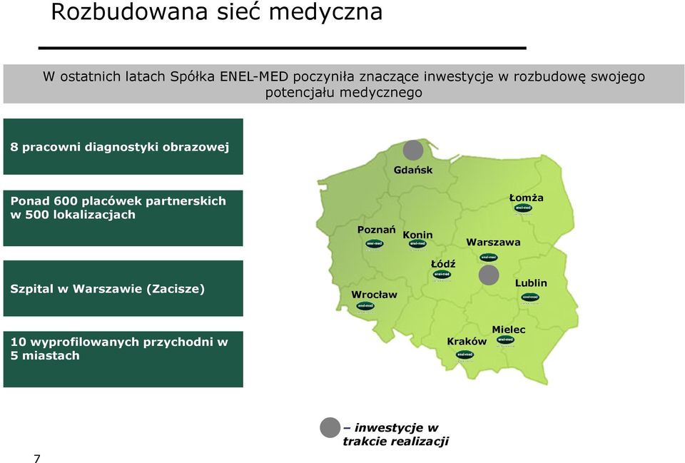 partnerskich w 500 lokalizacjach Poznań Konin Warszawa Łomża Łódź Szpital w Warszawie (Zacisze)