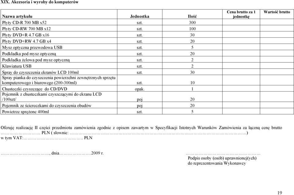 powierzchni zewnętrznych sprzętu komputerowego i biurowego (200-300ml) 10 Chusteczki czyszczące do CD/DVD opak.