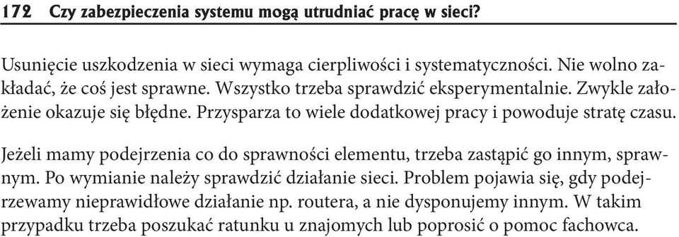 Przysparza to wiele dodatkowej pracy i powoduje stratę czasu. Jeżeli mamy podejrzenia co do sprawności elementu, trzeba zastąpić go innym, sprawnym.