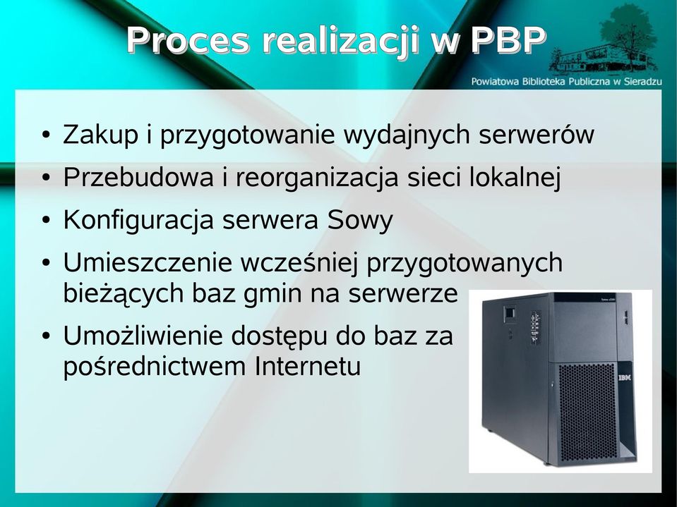 serwera Sowy Umieszczenie wcześniej przygotowanych bieżących