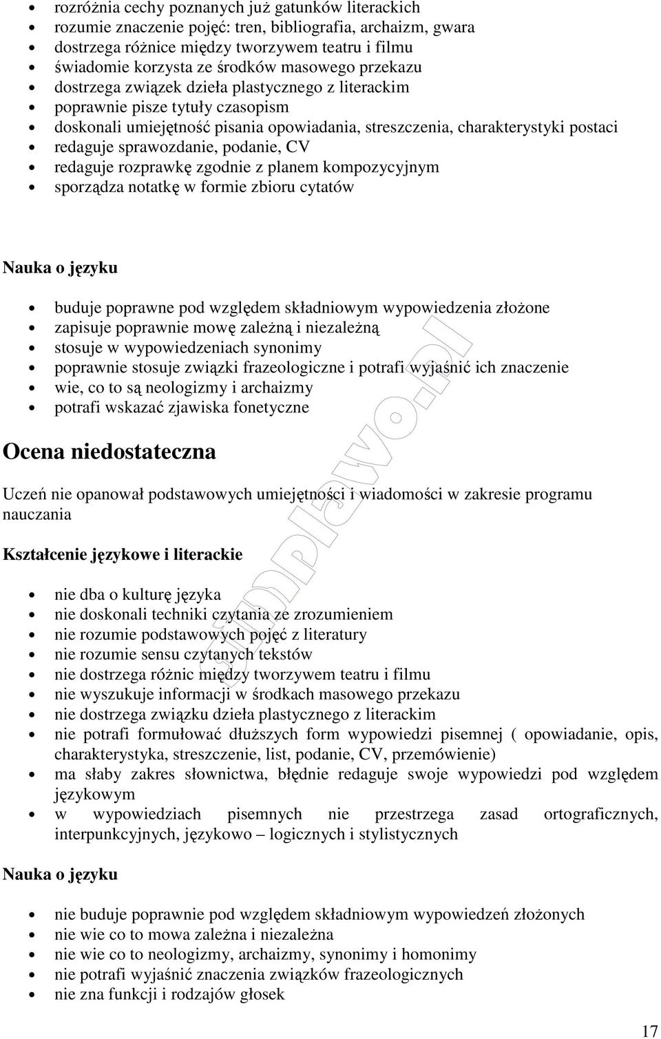 sprawozdanie, podanie, CV redaguje rozprawkę zgodnie z planem kompozycyjnym sporządza notatkę w formie zbioru cytatów buduje poprawne pod względem składniowym wypowiedzenia złożone zapisuje poprawnie