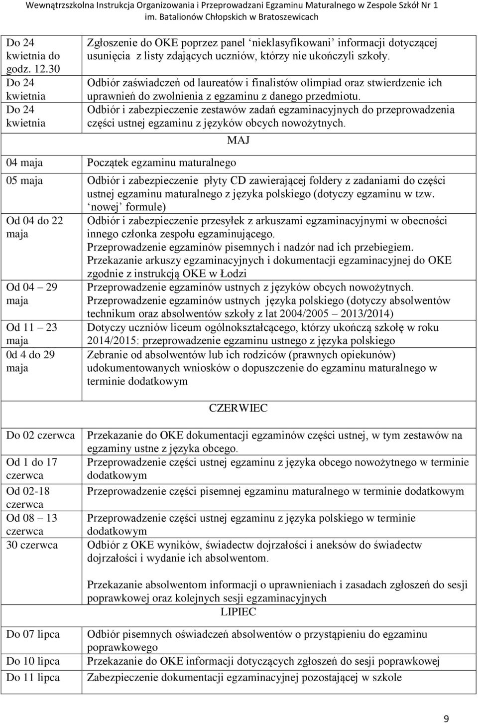 Odbiór i zabezpieczenie zestawów zadań egzaminacyjnych do przeprowadzenia części ustnej egzaminu z języków obcych nowożytnych.