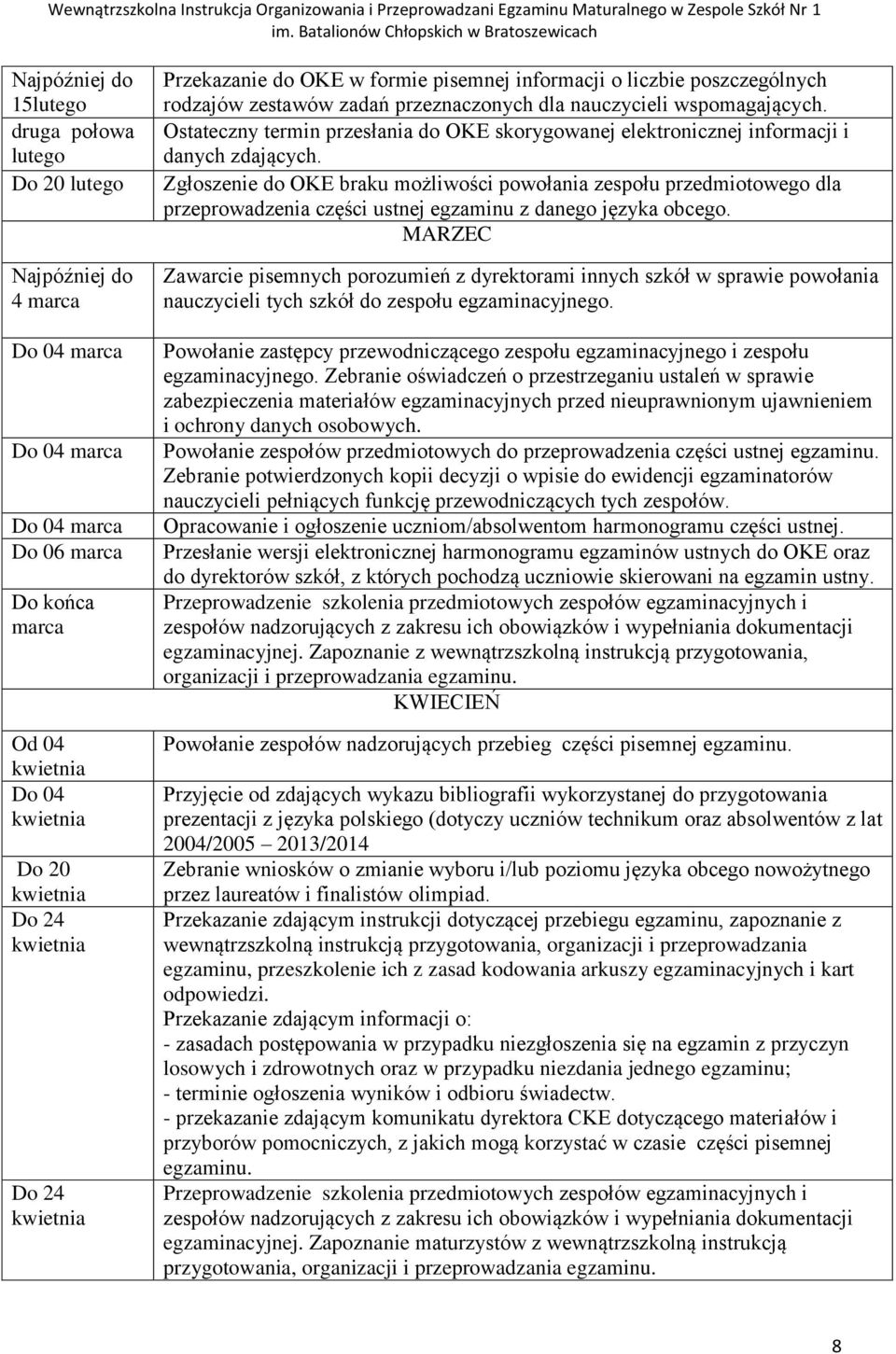 Ostateczny termin przesłania do OKE skorygowanej elektronicznej informacji i danych zdających.