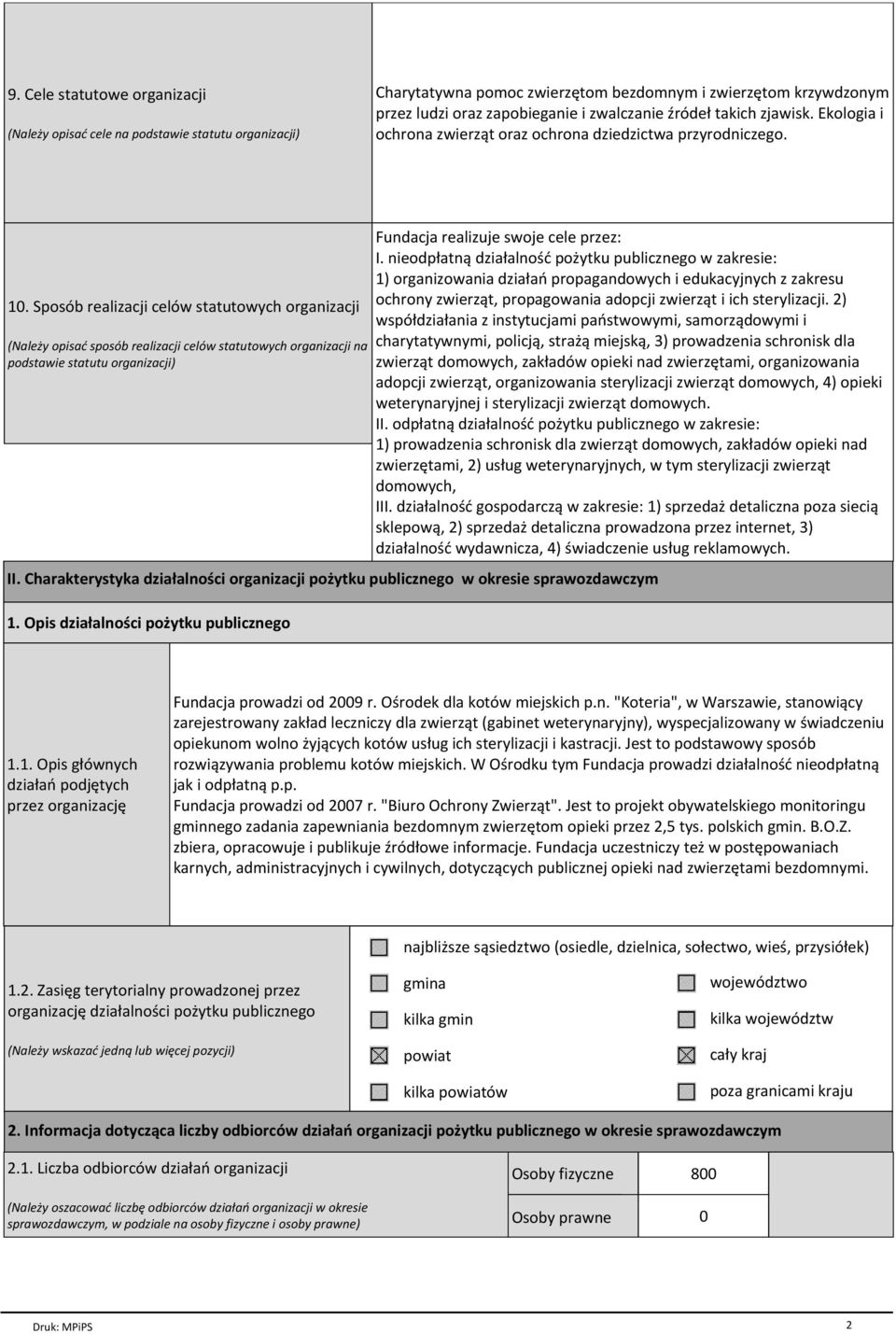 Sposób realizacji celów statutowych organizacji (Należy opisać sposób realizacji celów statutowych organizacji na podstawie statutu organizacji) Fundacja realizuje swoje cele przez: I.