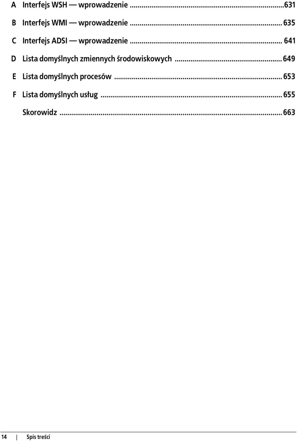 .. 641 D Lista domyślnych zmiennych środowiskowych.