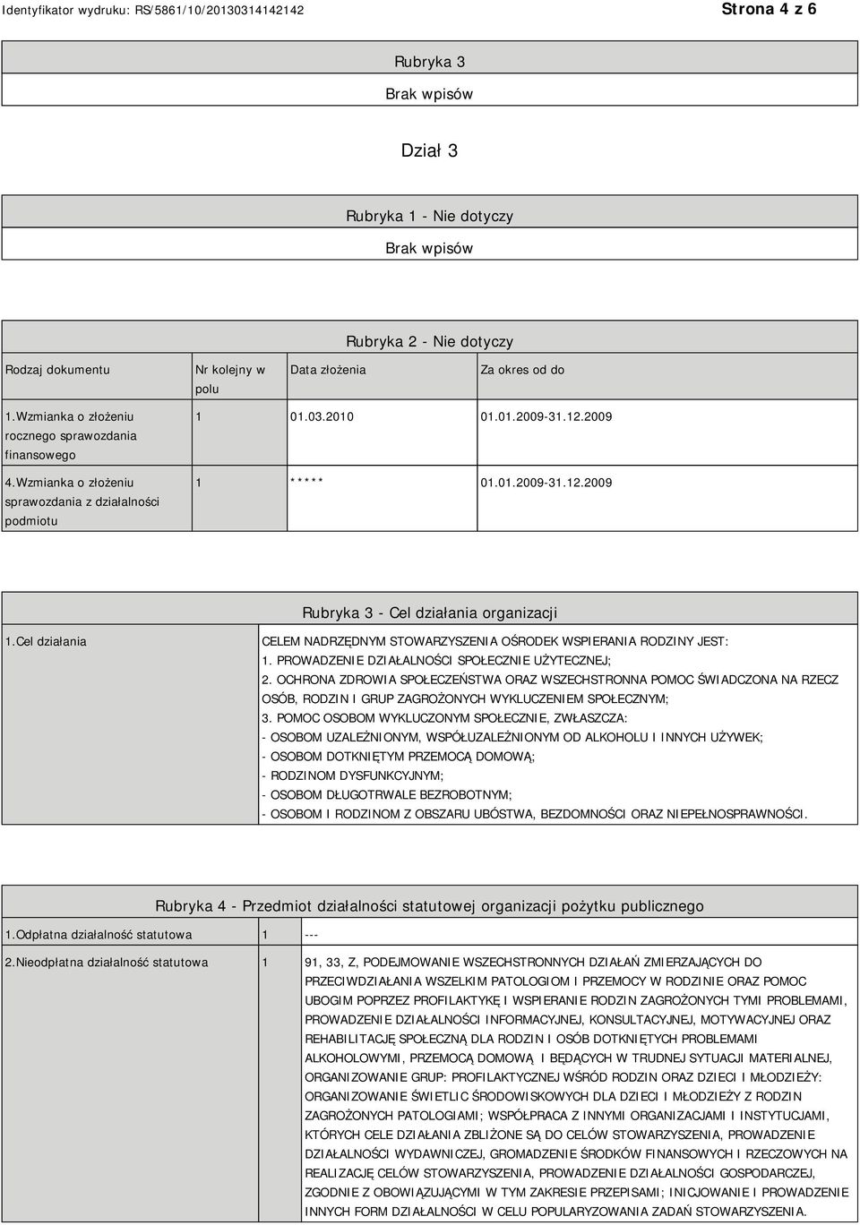 Cel działania CELEM NADRZĘDNYM STOWARZYSZENIA OŚRODEK WSPIERANIA RODZINY JEST: 1. PROWADZENIE DZIAŁALNOŚCI SPOŁECZNIE UŻYTECZNEJ; 2.