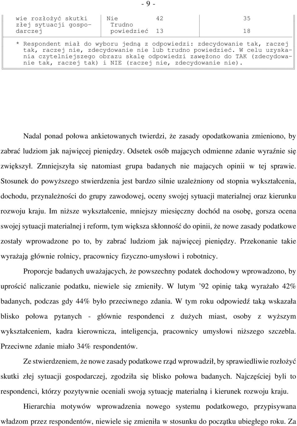 Nadal ponad połowa ankietowanych twierdzi, że zasady opodatkowania zmieniono, by zabrać ludziom jak najwięcej pieniędzy. Odsetek osób mających odmienne zdanie wyraźnie się zwiększył.