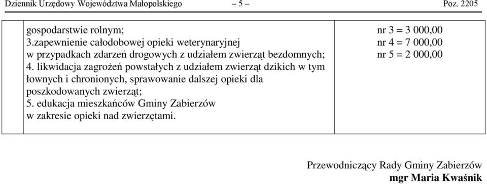 likwidacja zagrożeń powstałych z udziałem zwierząt dzikich w tym łownych i chronionych, sprawowanie dalszej opieki