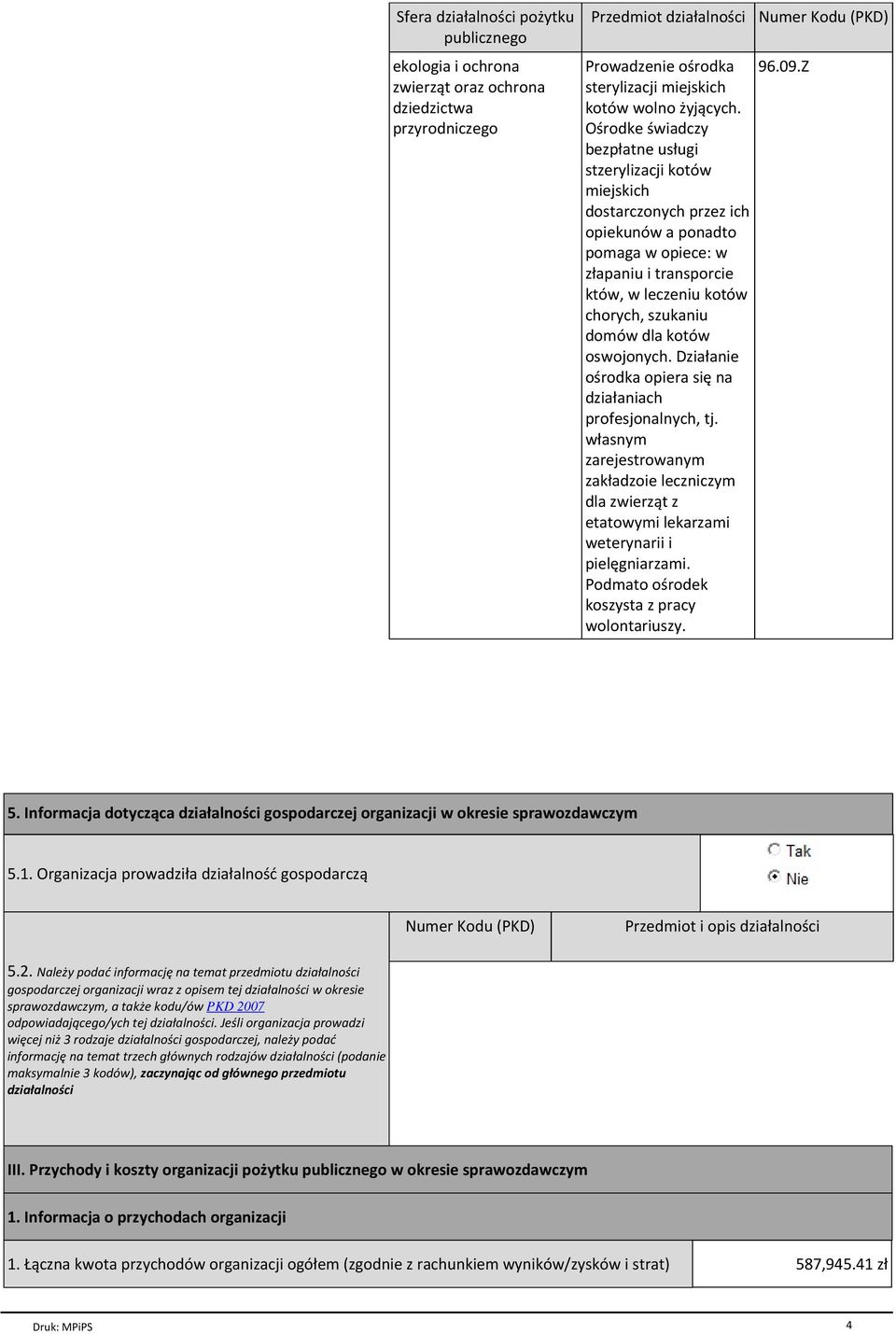 dla kotów oswojonych. Działanie ośrodka opiera się na działaniach profesjonalnych, tj. własnym zarejestrowanym zakładzoie leczniczym dla zwierząt z etatowymi lekarzami weterynarii i pielęgniarzami.