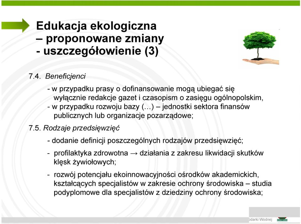 ( ) jednostki sektora finansów publicznych lub organizacje pozarządowe; 7.5.