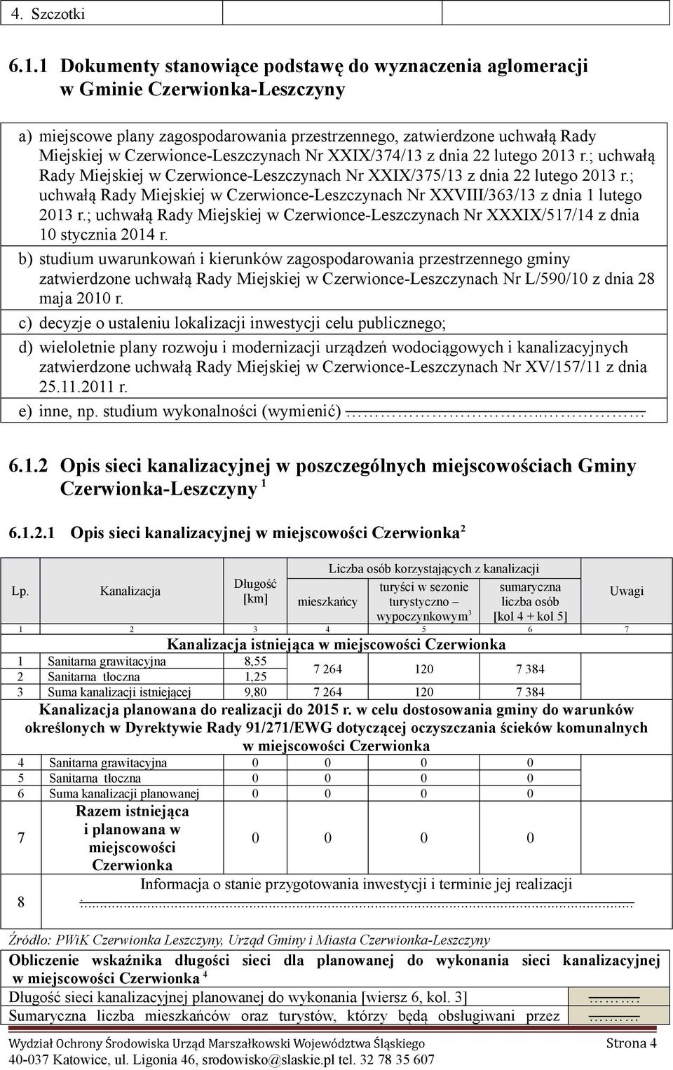 Czerwionce-Leszczynach Nr I/374/13 z dnia 22 lutego 2013 r.; uchwałą Rady Miejskiej w Czerwionce-Leszczynach Nr I/375/13 z dnia 22 lutego 2013 r.