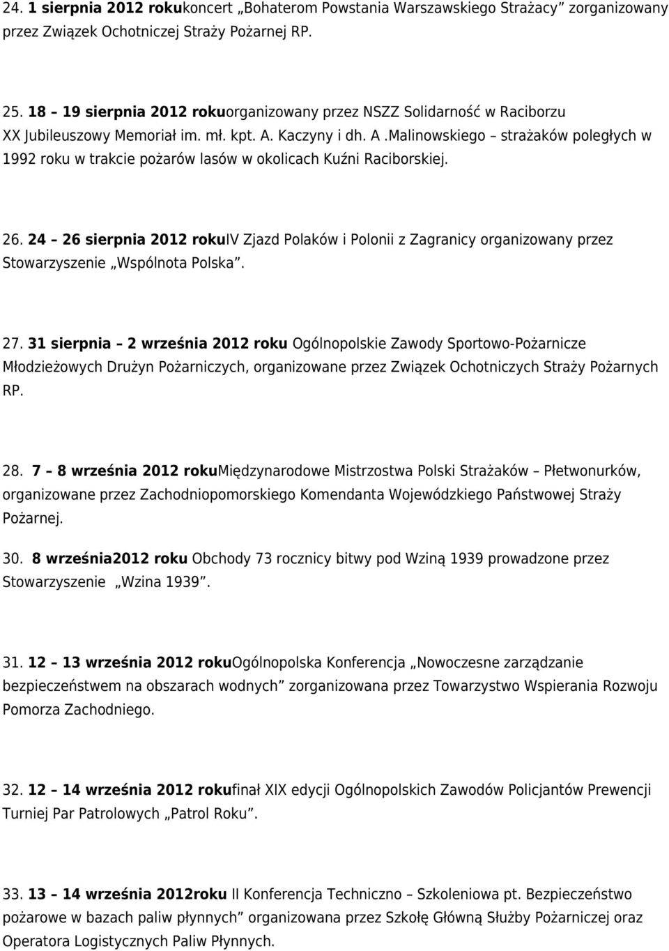 Kaczyny i dh. A.Malinowskiego strażaków poległych w 1992 roku w trakcie pożarów lasów w okolicach Kuźni Raciborskiej. 26.