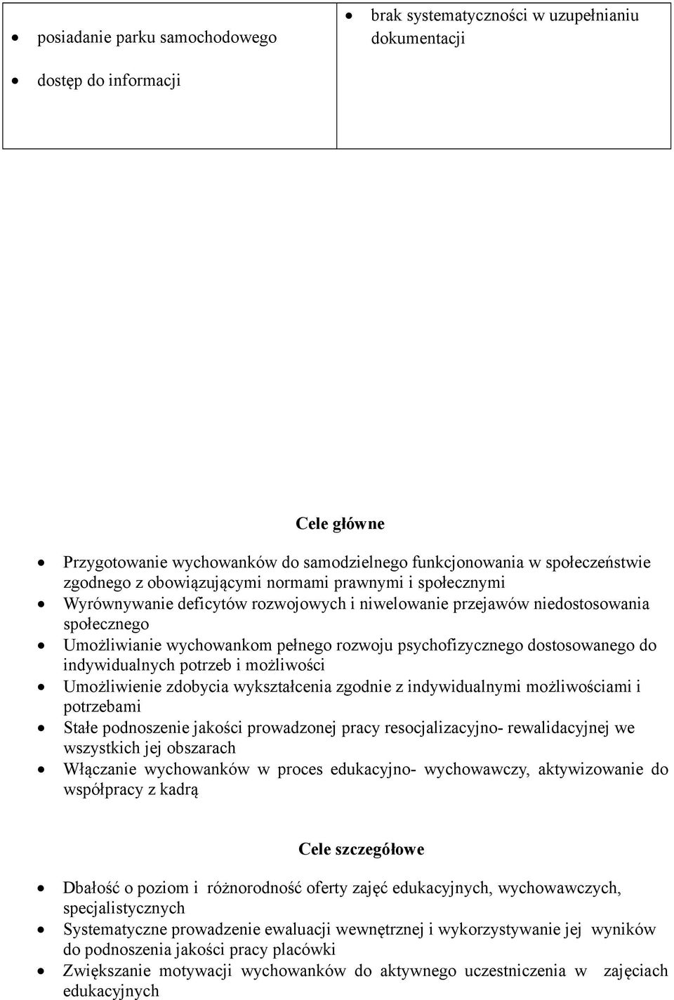 dostosowanego do indywidualnych potrzeb i możliwości Umożliwienie zdobycia wykształcenia zgodnie z indywidualnymi możliwościami i potrzebami Stałe podnoszenie jakości prowadzonej pracy