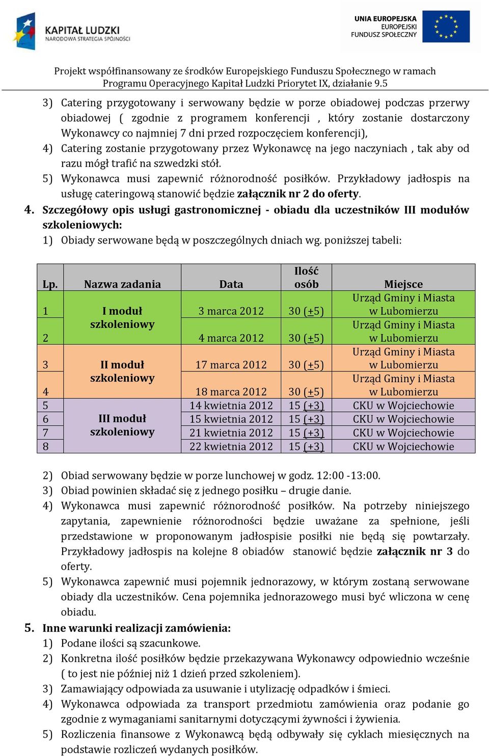 Przykładowy jadłospis na usługę cateringową stanowić będzie załącznik nr 2 do oferty. 4.