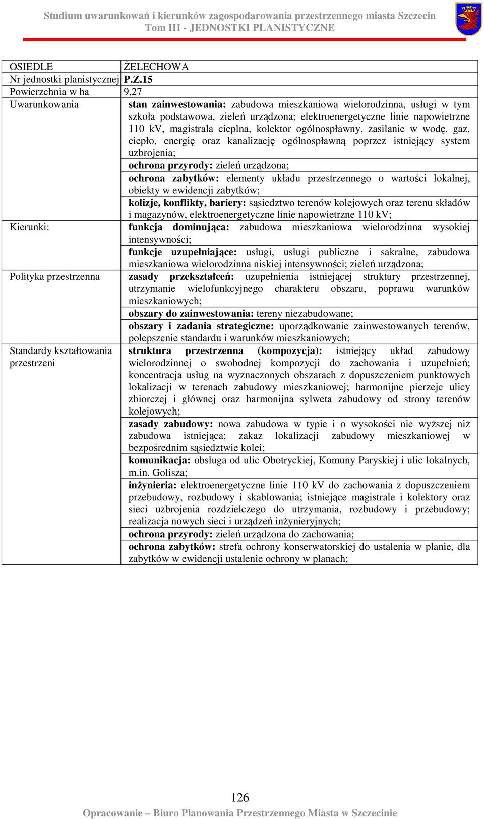 magistrala cieplna, kolektor ogólnospławny, zasilanie w wodę, gaz, ciepło, energię oraz kanalizację ogólnospławną poprzez istniejący system uzbrojenia; ochrona przyrody: zieleń urządzona; ochrona