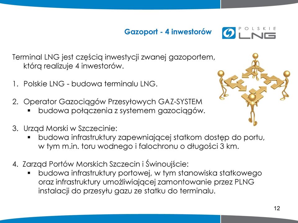 Urząd Morski w Szczecinie: budowa infrastruktury zapewniającej statkom dostęp do portu, w tym m.in. toru wodnego i falochronu o długości 3 km. 4.