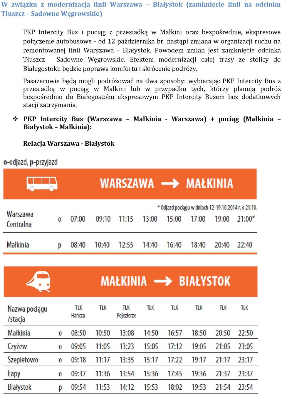Efektem modernizacji całej trasy ze stolicy do Białegostoku będzie poprawa komfortu i skrócenie podróży.