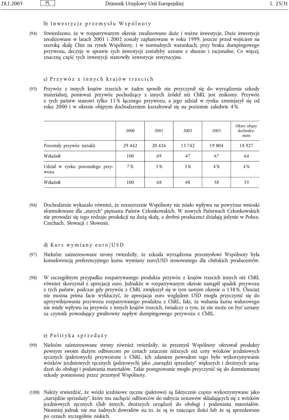 przywozu, decyzje w sprawie tych inwestycji zostałyby uznane z słuszne i racjonalne. Co więcej, znaczną część tych inwestycji stanowiły inwestycje restytucyjne.