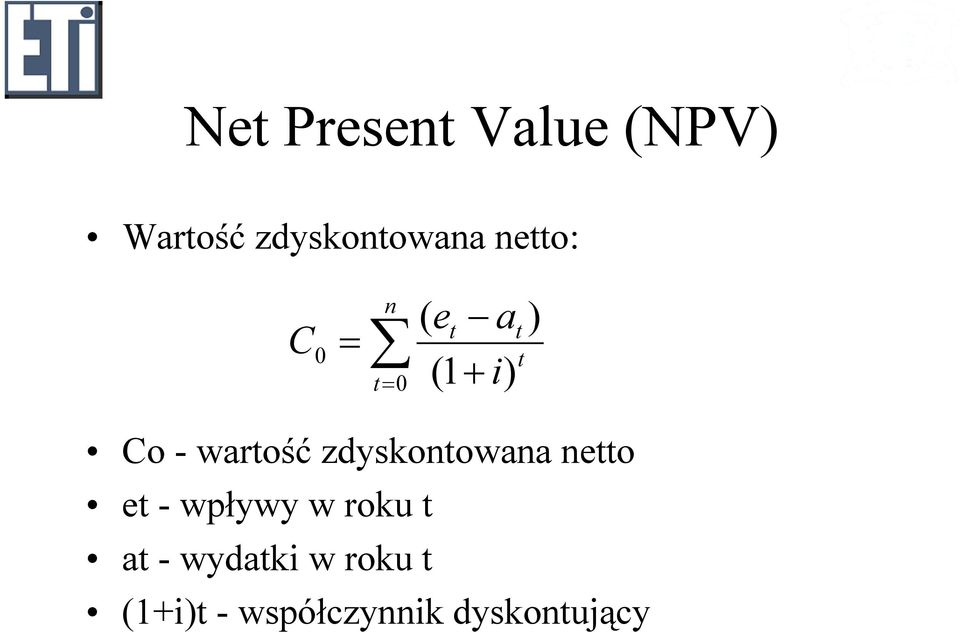 zdyskotowaa etto et - wpływy w roku t at -