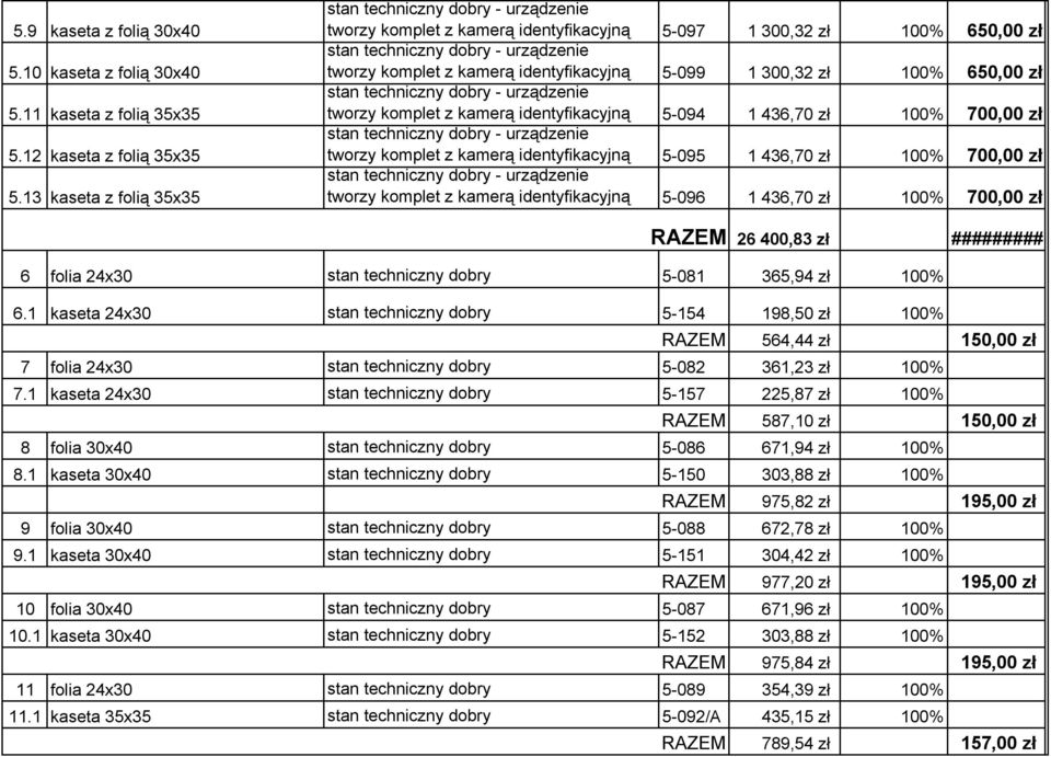 identyfikacyjną 5-094 1 436,70 zł 100% 700,00 zł tworzy komplet z kamerą identyfikacyjną 5-095 1 436,70 zł 100% 700,00 zł tworzy komplet z kamerą identyfikacyjną 5-096 1 436,70 zł 100% 700,00 zł