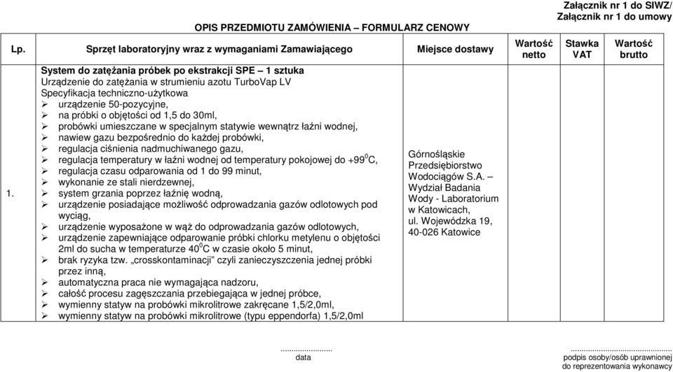 techniczno-użytkowa urządzenie 50-pozycyjne, na próbki o objętości od 1,5 do 30ml, probówki umieszczane w specjalnym statywie wewnątrz łaźni wodnej, nawiew gazu bezpośrednio do każdej probówki,