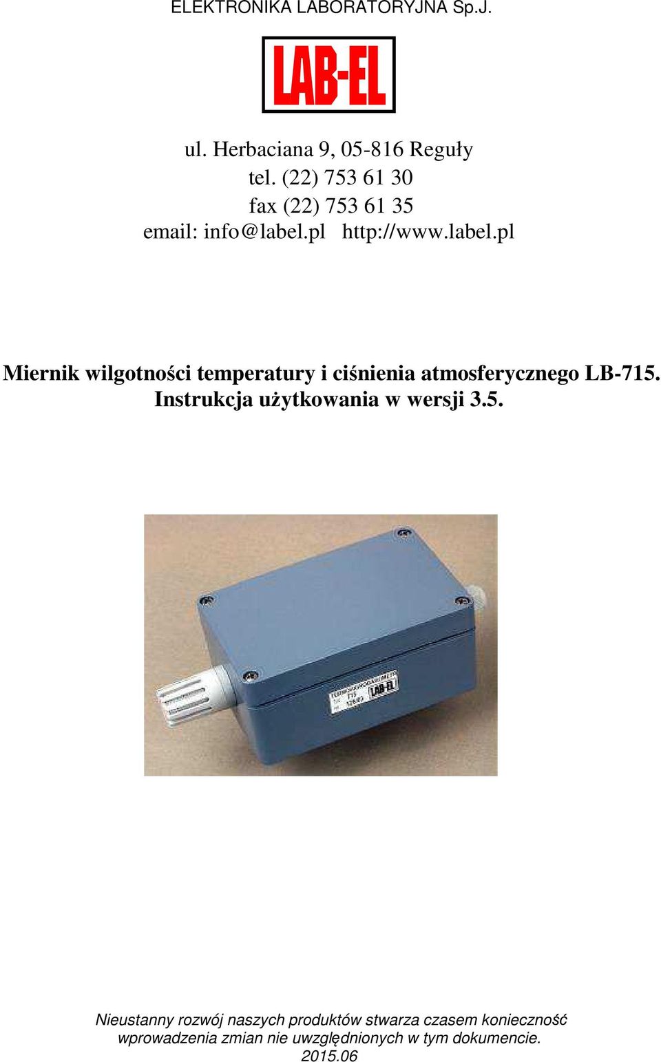 pl http://www.label.pl Miernik wilgotności temperatury i ciśnienia atmosferycznego LB-715.