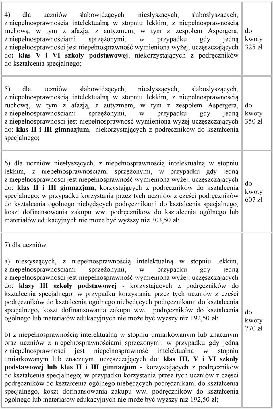 intelektualną w stopniu lekkim, z niepełnosprawnością ruchową, w tym z afazją, z autyzmem, w tym z zespołem Aspergera, z niepełnosprawności jest niepełnosprawność wymieniona wyżej uczęszczających :