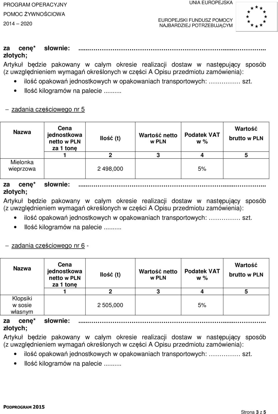 częściowego nr 6 - Klopsiki w