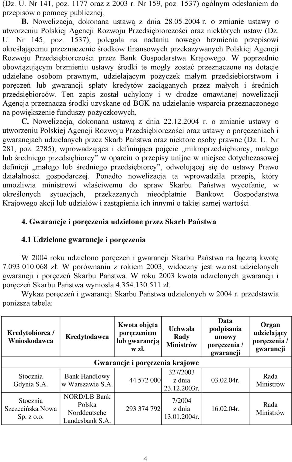 1537), polegała na nadaniu nowego brzmienia przepisowi określającemu przeznaczenie środków finansowych przekazywanych Polskiej Agencji Rozwoju Przedsiębiorczości przez Bank Gospodarstwa Krajowego.