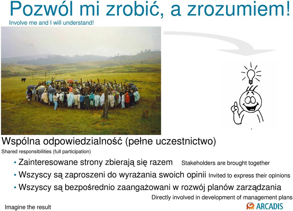 zbierają się razem Stakeholders are brought together Wszyscy są zaproszeni do wyrażania swoich opinii Invited to