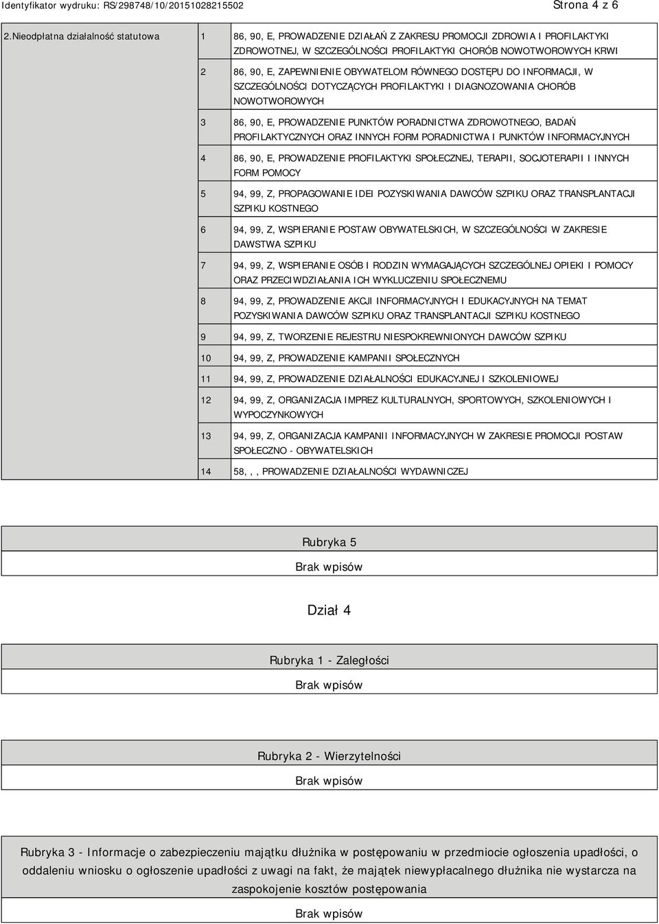 ZAPEWNIENIE OBYWATELOM RÓWNEGO DOSTĘPU DO INFORMACJI, W SZCZEGÓLNOŚCI DOTYCZĄCYCH PROFILAKTYKI I DIAGNOZOWANIA CHORÓB NOWOTWOROWYCH 3 86, 90, E, PROWADZENIE PUNKTÓW PORADNICTWA ZDROWOTNEGO, BADAŃ