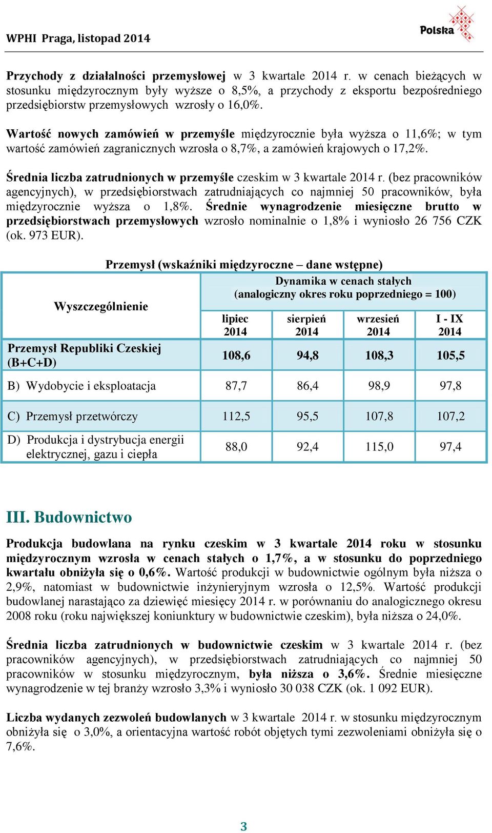 nowych zamówień w przemyśle międzyrocznie była wyższa o 11,6%; w tym wartość zamówień zagranicznych wzrosła o 8,7%, a zamówień krajowych o 17,2%.