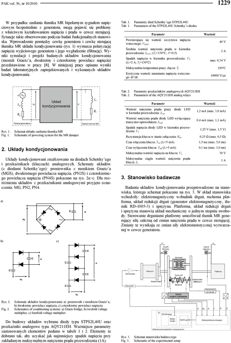 Sytuacje takie obserwowano podczas badań funkcjonalnych stanowiska. Wprowadzenie pomiędzy cewkę generatora i cewkę sterującą tłumika MR układu kondycjonowania (rys.