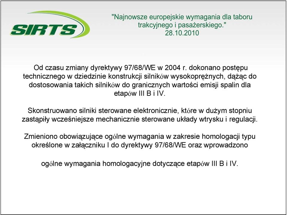 wartości emisji spalin dla etapów III B i IV.