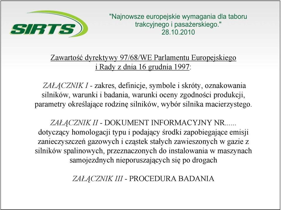 ZAŁĄCZNIK II - DOKUMENT INFORMACYJNY NR.