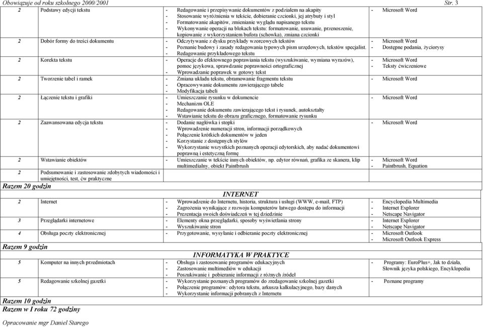 zmienianie wyglądu napisanego tekstu - Wykonywanie operacji na blokach tekstu: formatowanie, usuwanie, przenoszenie, kopiowanie z wykorzystaniem bufora (schowka), zmiana czcionki 2 Dobór formy do