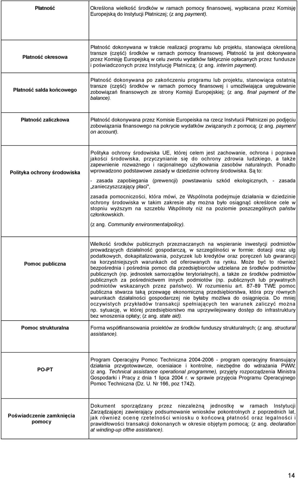 Płatność ta jest dokonywana przez Komisję Europejską w celu zwrotu wydatków faktycznie opłacanych przez fundusze i poświadczonych przez lnstytucję Płatniczą; (z ang. interim payment).