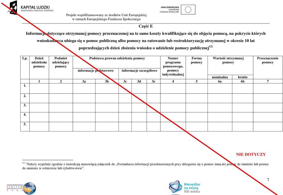 lat poprzedzających dzień złożenia wniosku o udziele pomocy publicznej 12