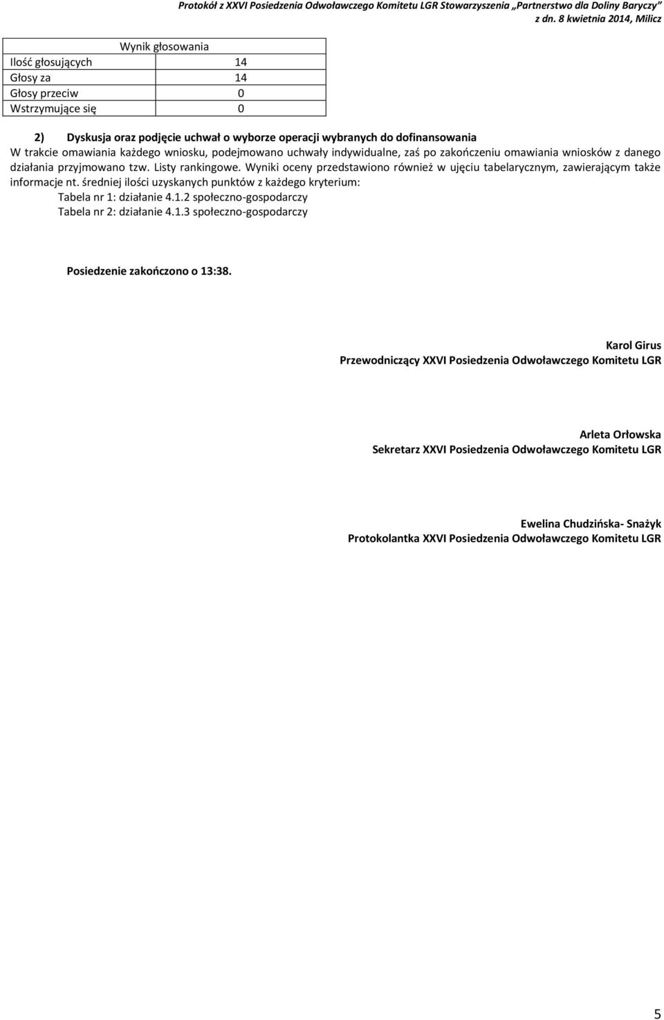 Wyniki oceny przedstawiono również w ujęciu tabelarycznym, zawierającym także informacje nt. średniej ilości uzyskanych punktów z każdego kryterium: Tabela nr 1: