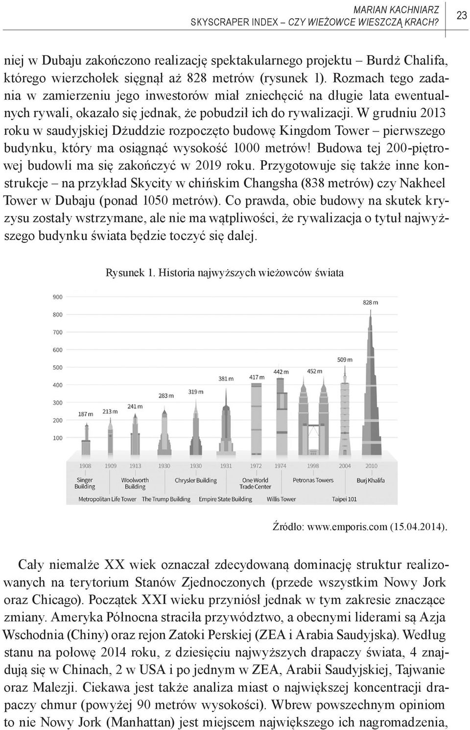 W grudniu 2013 roku w saudyjskiej Dżuddzie rozpoczęto budowę Kingdom Tower pierwszego budynku, który ma osiągnąć wysokość 1000 metrów! Budowa tej 200-piętrowej budowli ma się zakończyć w 2019 roku.