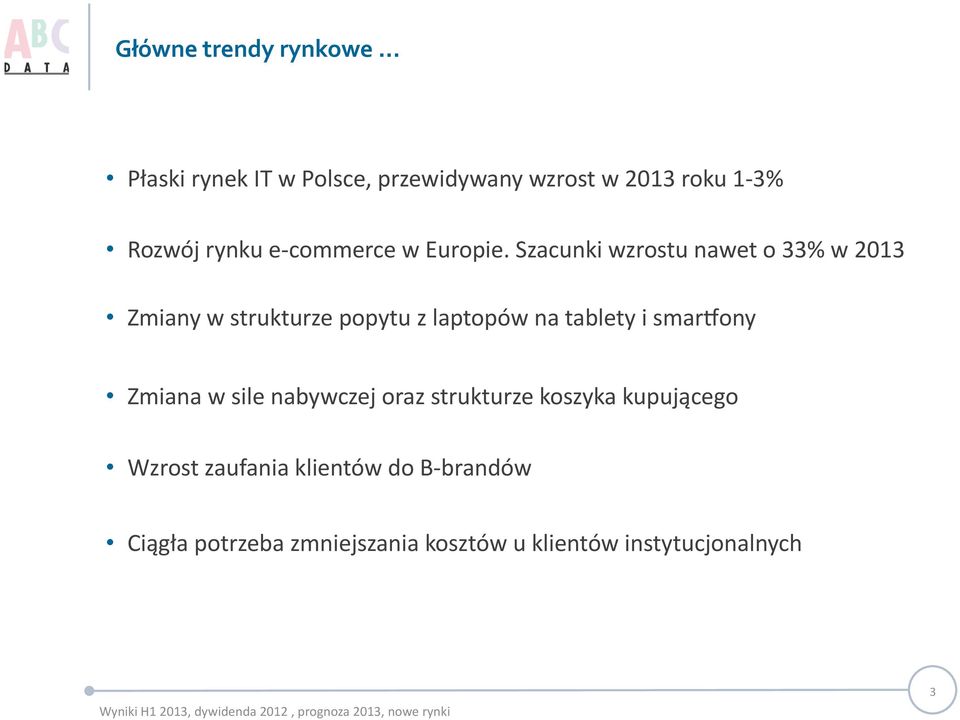 Szacunki wzrostu nawet o 33% w 2013 Zmiany w strukturze popytu z laptopów na tablety i smarpony