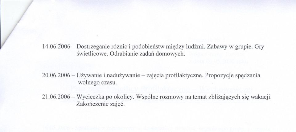 2006 - Uzywanie i naduzywanie - zajecia profilaktyczne.