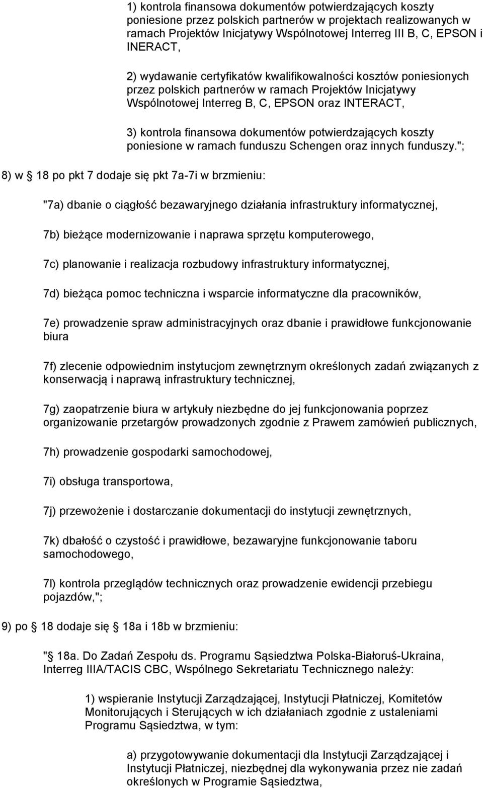 dokumentów potwierdzających koszty poniesione w ramach funduszu Schengen oraz innych funduszy.