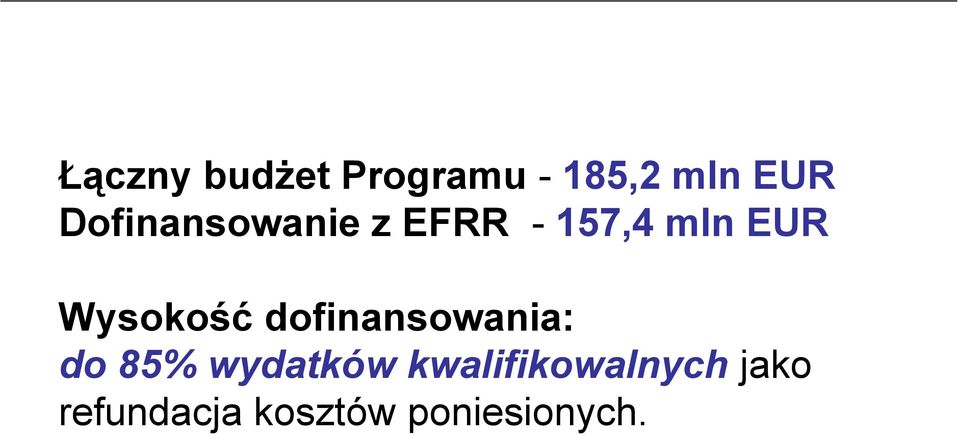 Wysokość dofinansowania: do 85% wydatków