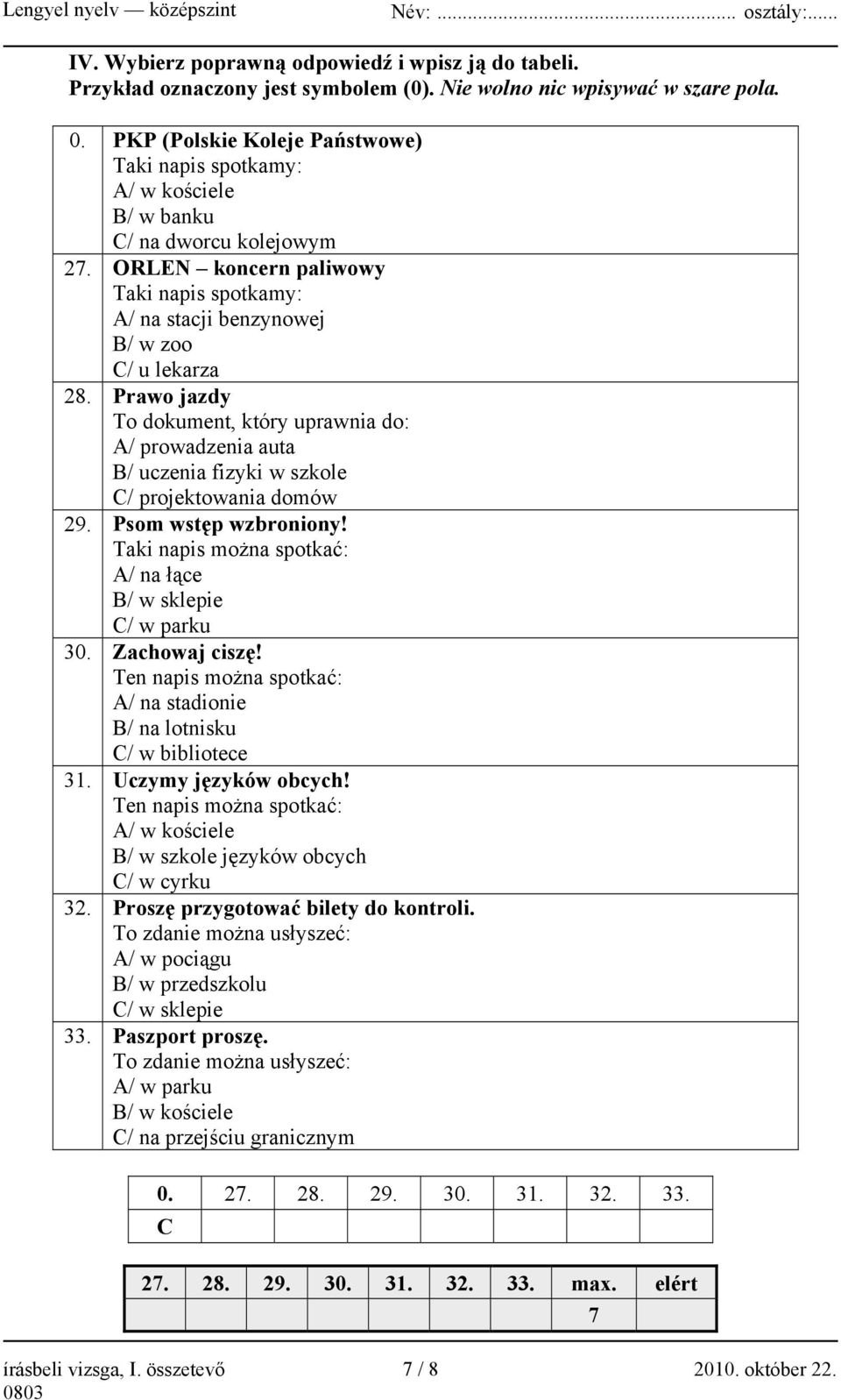 Prawo jazdy To dokument, który uprawnia do: A/ prowadzenia auta B/ uczenia fizyki w szkole C/ projektowania domów 29. Psom wstęp wzbroniony!