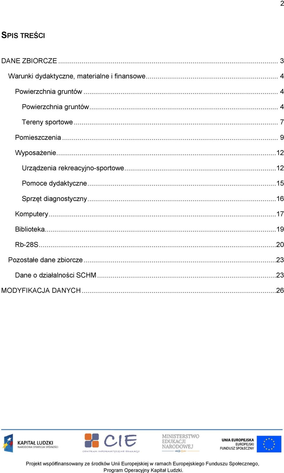 ..12 Urządzenia rekreacyjno-sportowe...12 Pomoce dydaktyczne...15 Sprzęt diagnostyczny...16 Komputery.