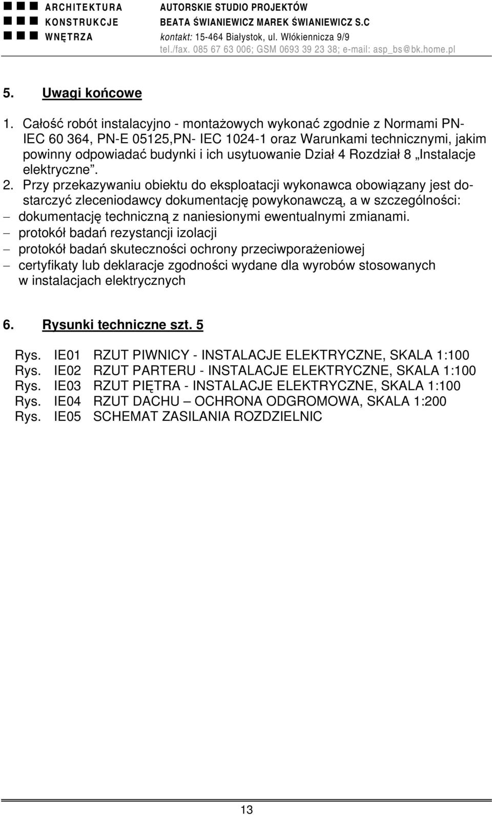 Rozdział 8 Instalacje elektryczne. 2.